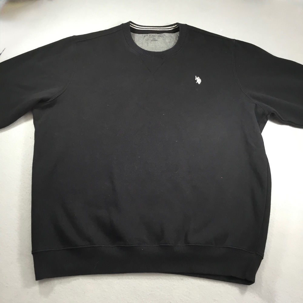 US Polo Assn Mens 2XL Black Crewneck Sweatshirt Embroidered Logo Fleece Pullover